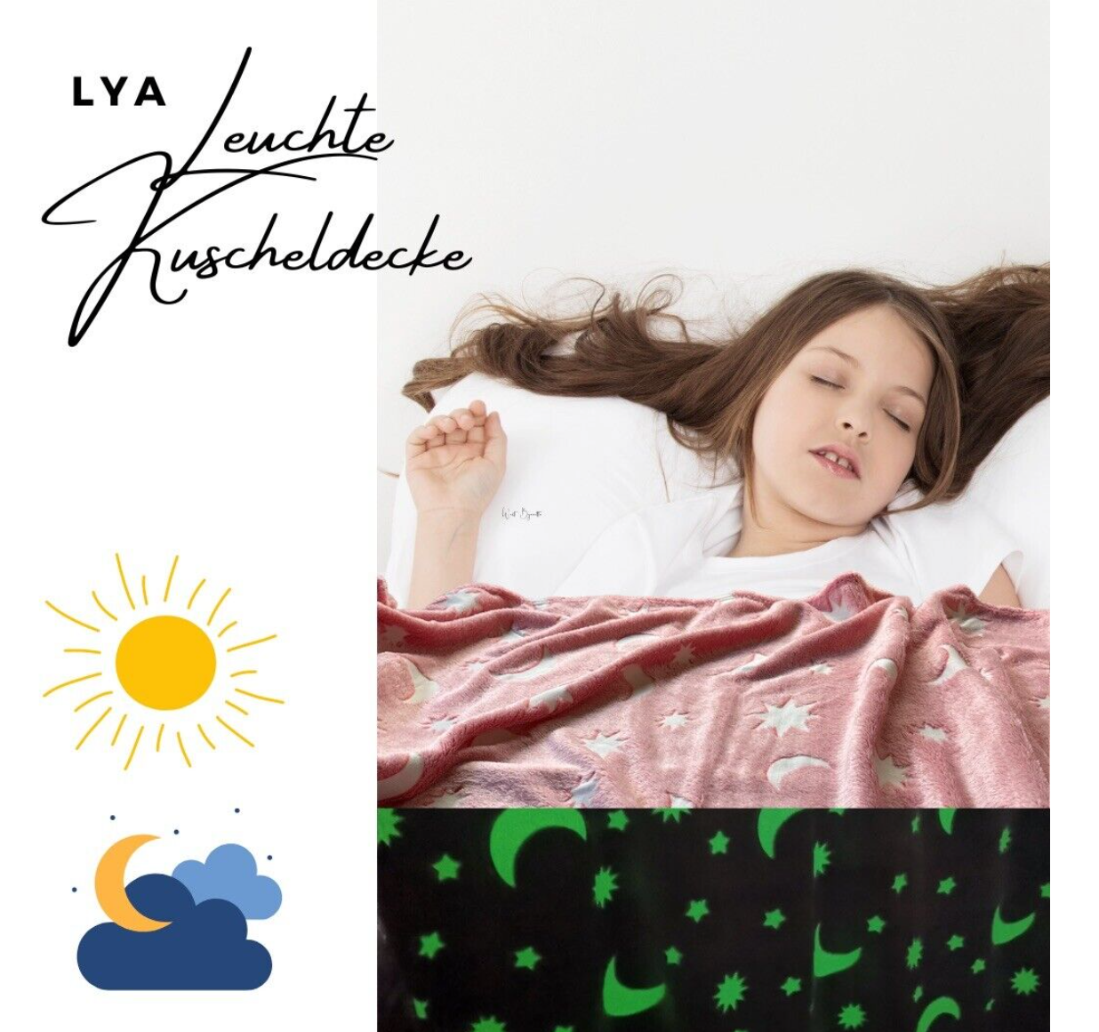 LYA Leuchtedecke für Kinder (Kuscheldecke) 150x200