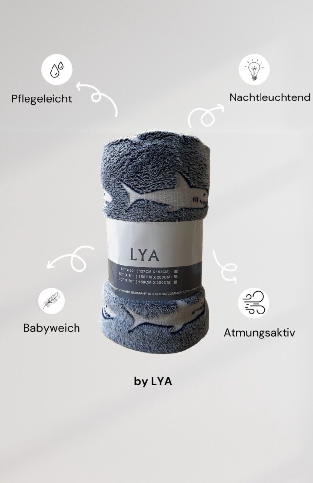 LYA Leuchtedecke für Kinder (Kuscheldecke) 150x200