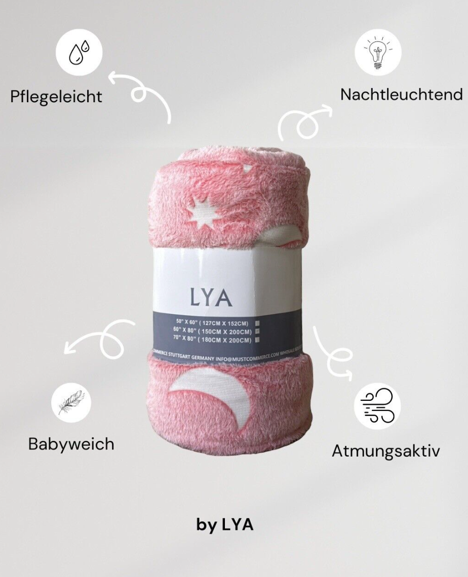 LYA Leuchtedecke für Kinder (Kuscheldecke) 150x200